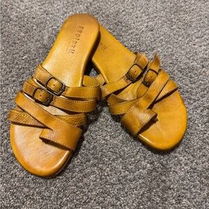 BED|STU Tan Leather Sandals with Buckle Straps